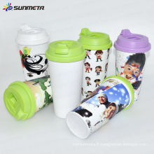Directly Factory New Arrival South American Hot Selling Sublimation Printing Plastic Mug avec couvercle